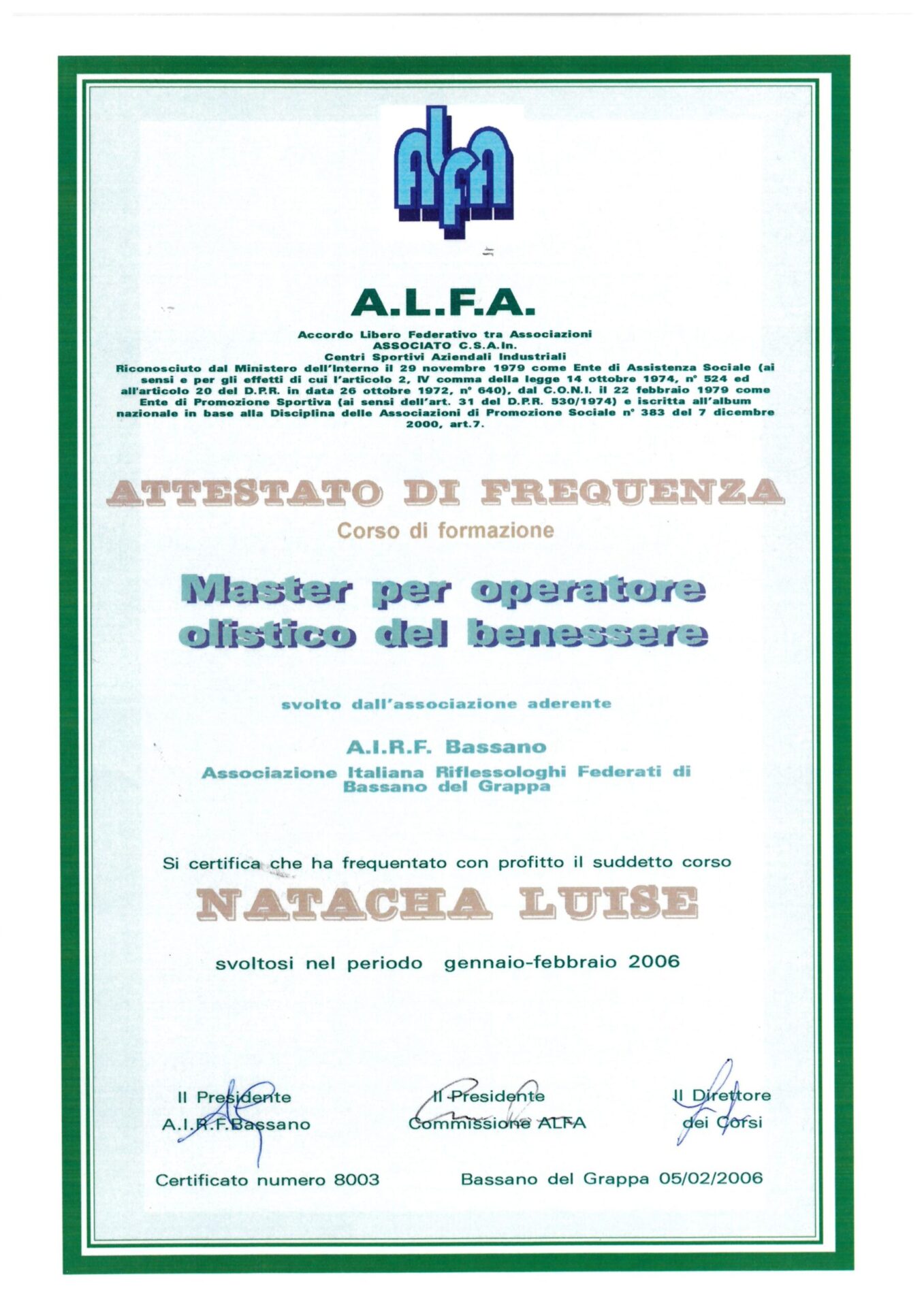 Master operatore olistico
